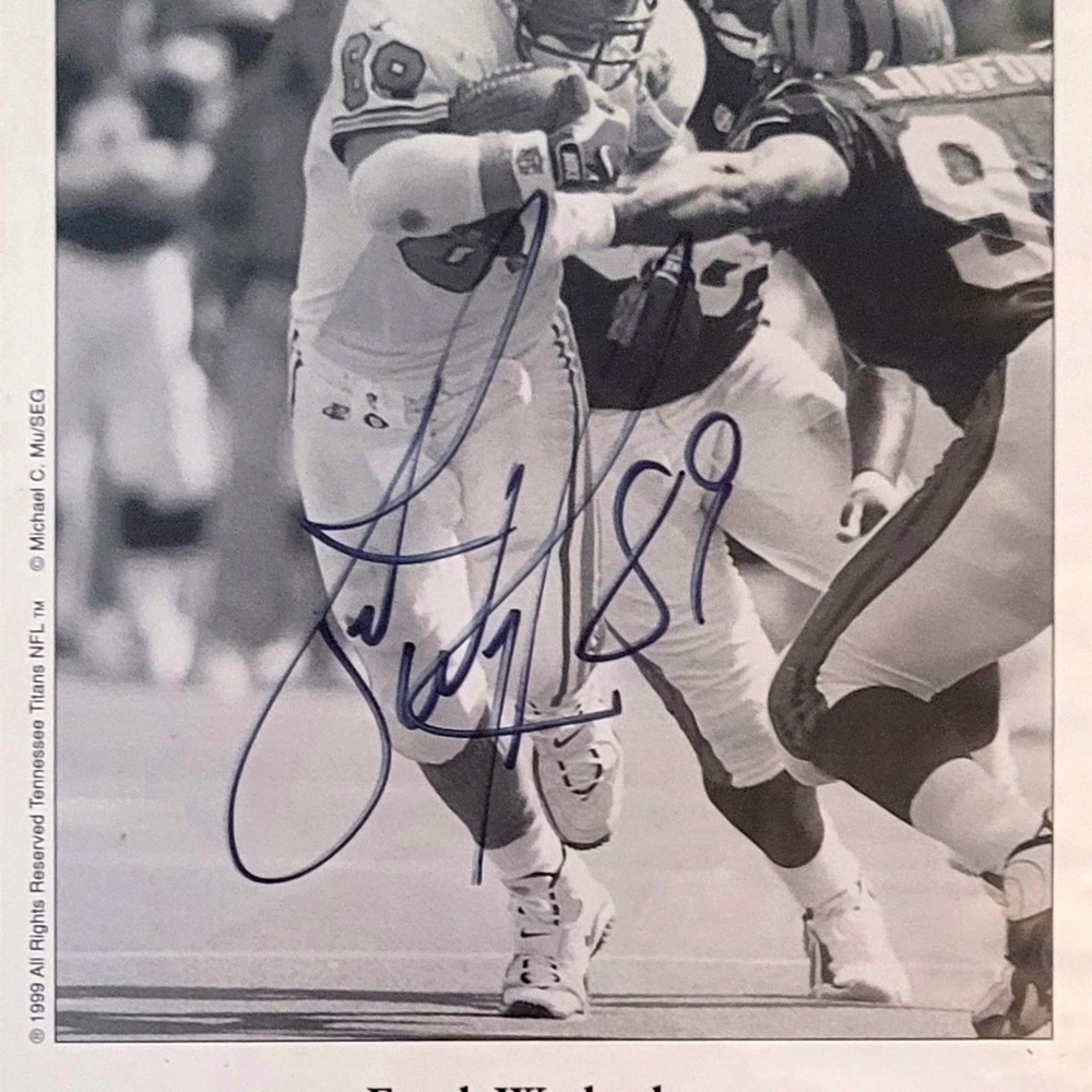 Frank Wycheck signed Tennessee Titans - Shoe Carnival Promo 5x7 B&W Photo